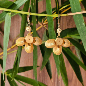 Floral Curl Bamboo Petal Earrings