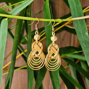 Handwoven Bamboo Loop Knot Earrings