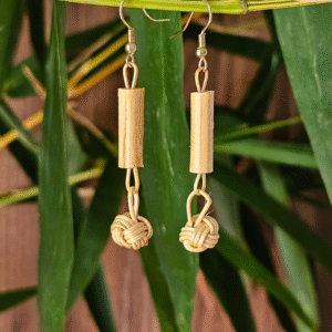 Minimalist Bamboo Tube & Knot Earrings