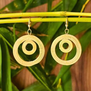 Handwoven Bamboo Spiral Hoop Earrings