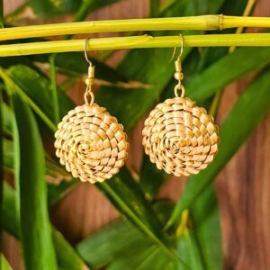 Spiral Weave Bamboo Earrings – Handcrafted Natural Elegance