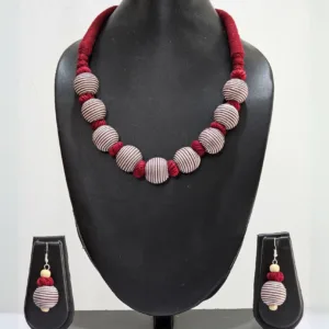 Rustic Orbit – Handcrafted Jute Bead Necklace Set