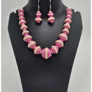 Blush Bloom – Handcrafted Jute Necklace Set