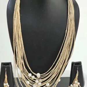 Prakriti Elegance: Handcrafted Jute & Pearl Jewelry Set