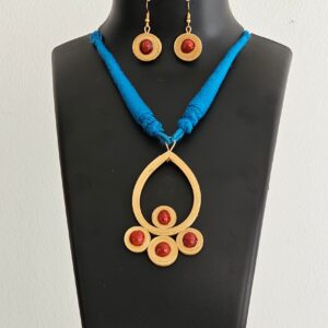 Azure Bloom Bamboo Necklace Set