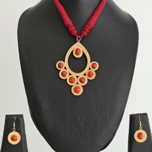 Crimson Aura Bamboo Necklace Set
