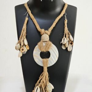 Ocean Breeze Shell & Jute Statement Necklace Set